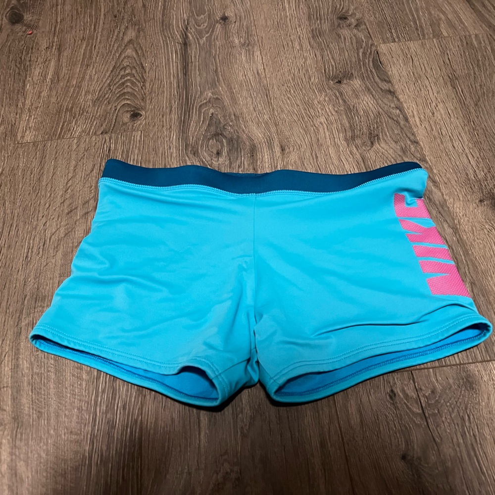 Nike Aqua and Pink Workout Shorts